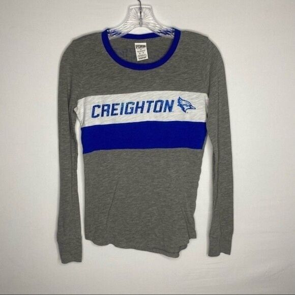 Pink Victoria Secret’s Gray Blue Long Sleeve Creighton Blue Jays Tee XS - Picture 2 of 4